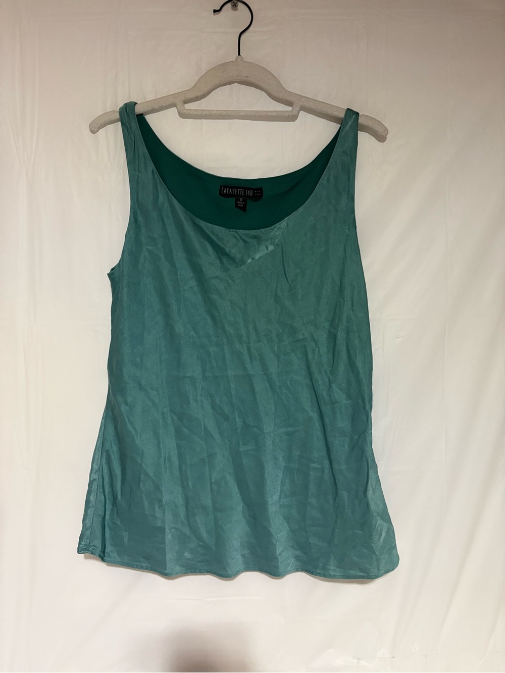 Lafayette 148 New York Teal Silk Scoop-Neck Tank